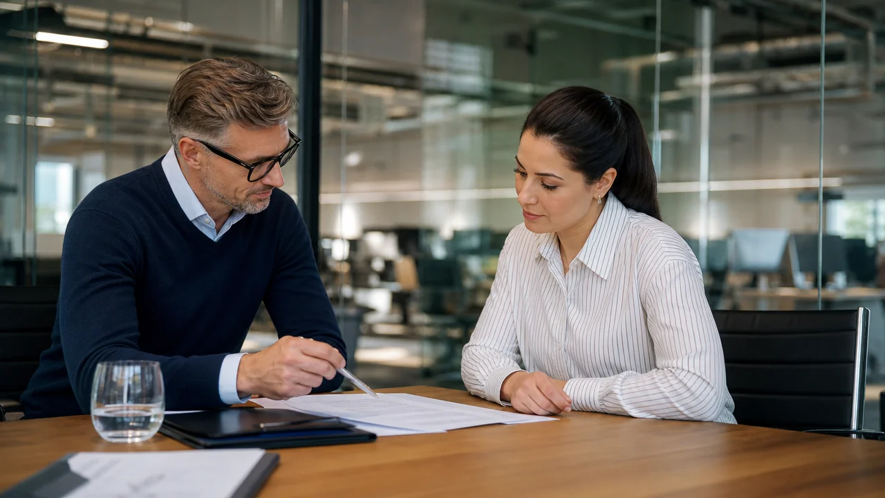 Deux collaborateurs de So+ examinant un dossier comptable