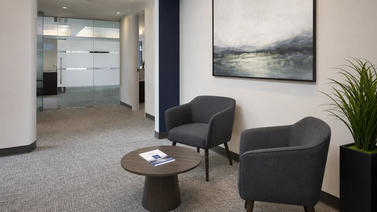Espace d'accueil des bureaux de So+ à Braine-l'Alleud